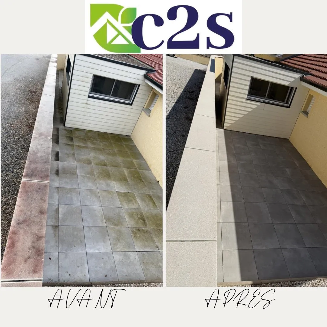 Avant/après : nettoyage terrasse dallage